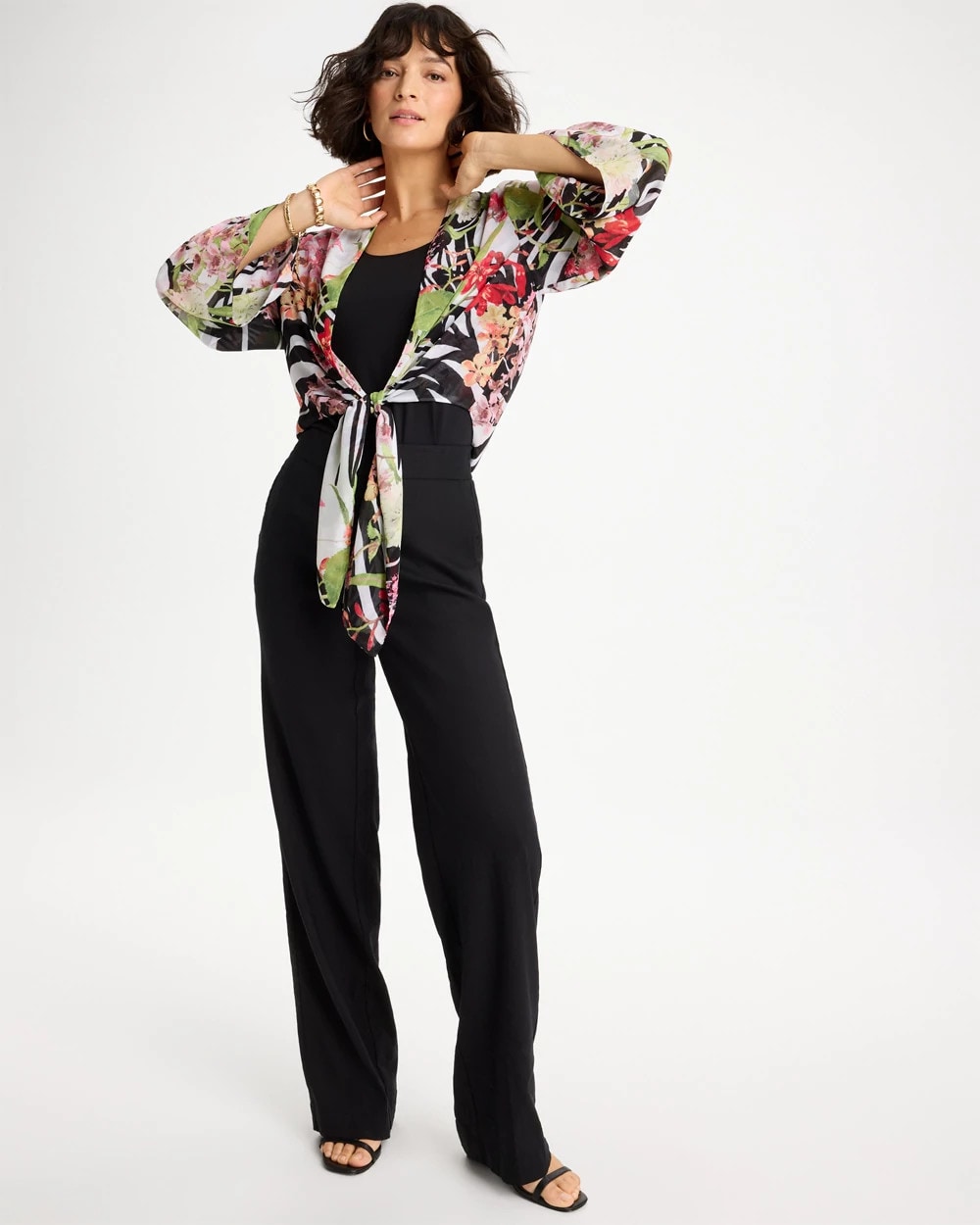 Chico's For Sale Black Georgette Tie-Front Kimono