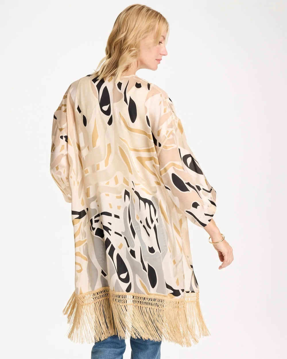 Chico's For Sale Neutral Woven Long Fringed Kimono