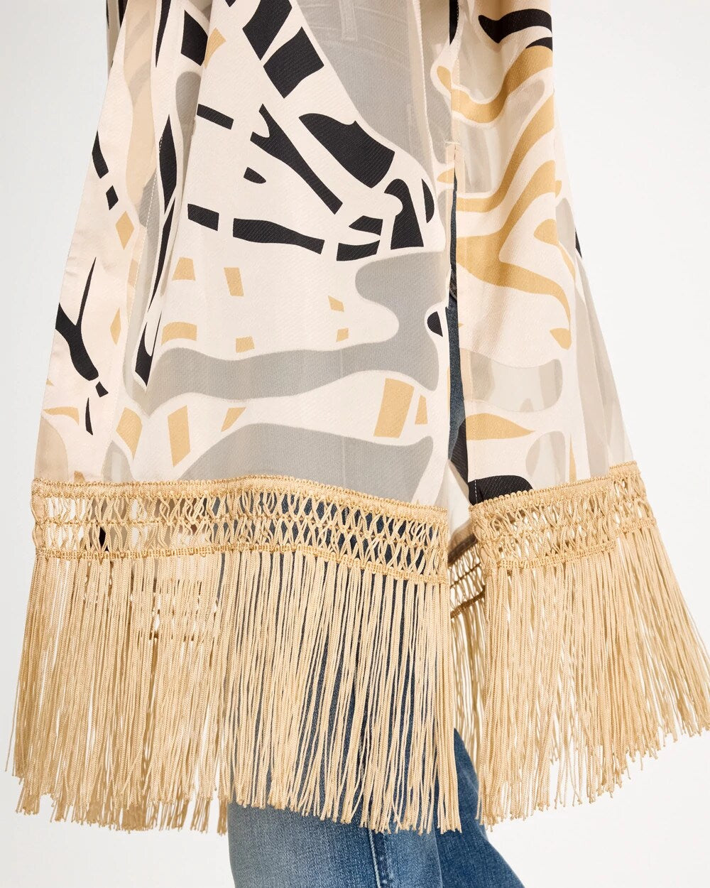 Chico's For Sale Neutral Woven Long Fringed Kimono