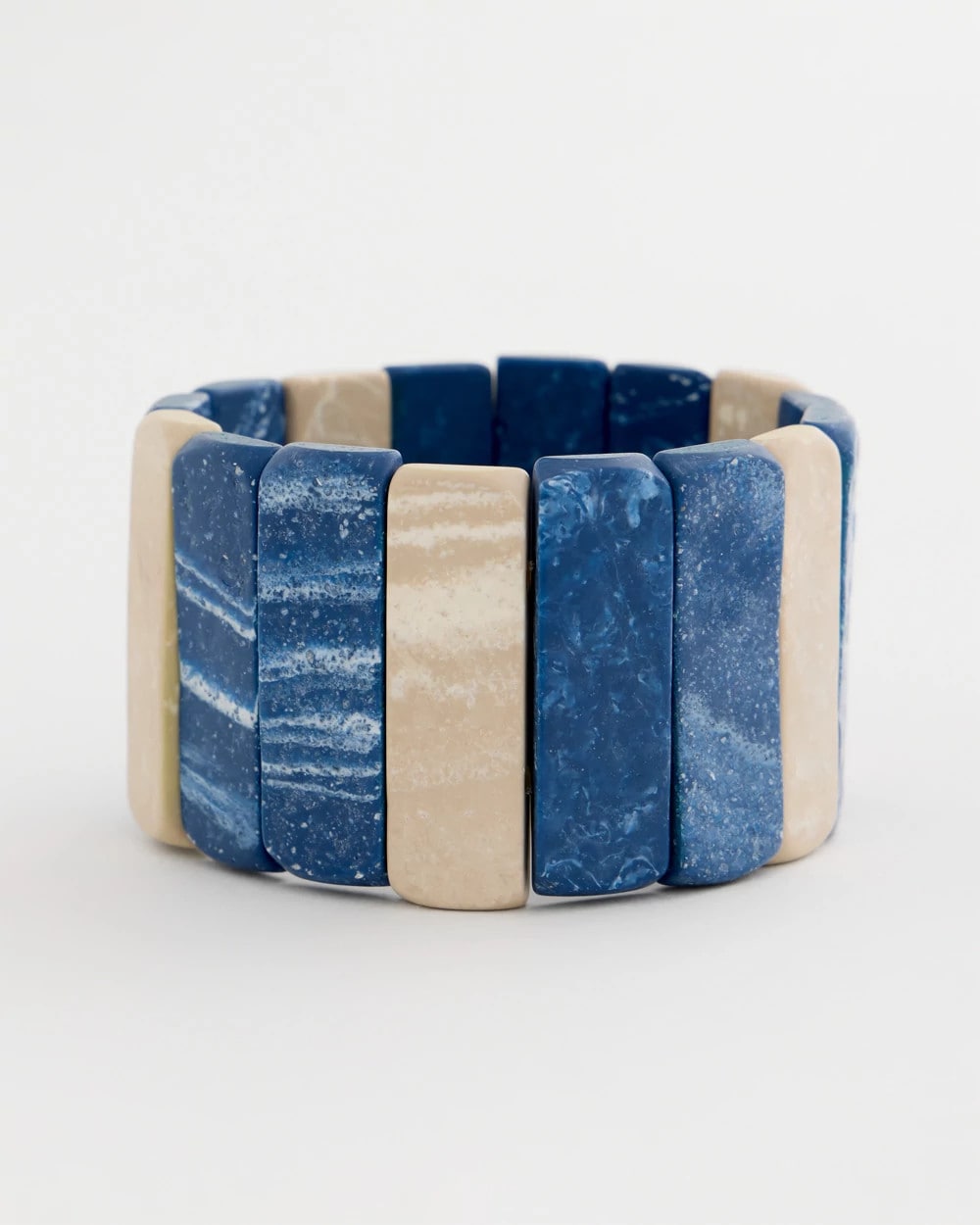 Chico's Online Blue Multi Blue-Neutral Wood Stretch Bracelet