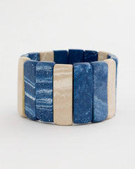Chico's Online Blue Multi Blue-Neutral Wood Stretch Bracelet