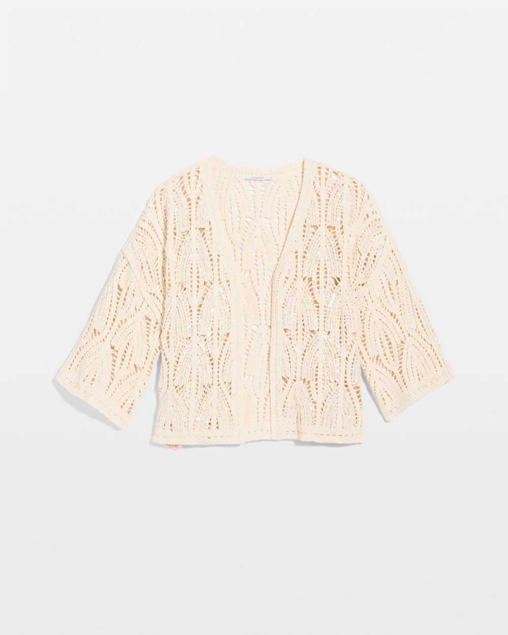 Chico's Discount Neutral Cotton Crochet Kimono