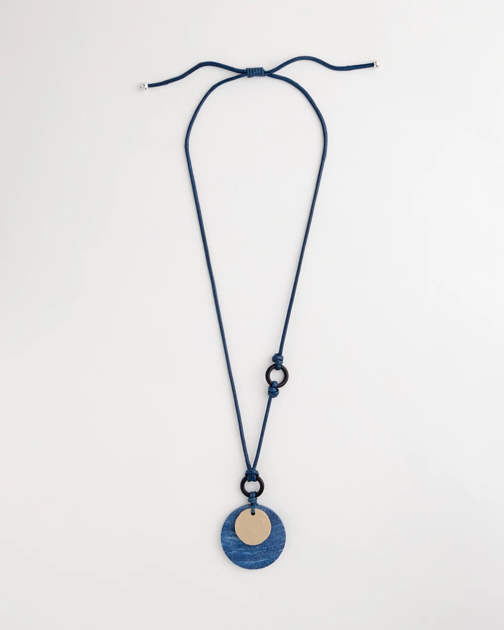 Chico's Sale Blue Multi Adjustable Blue-Neutral Wood Pendant Necklace