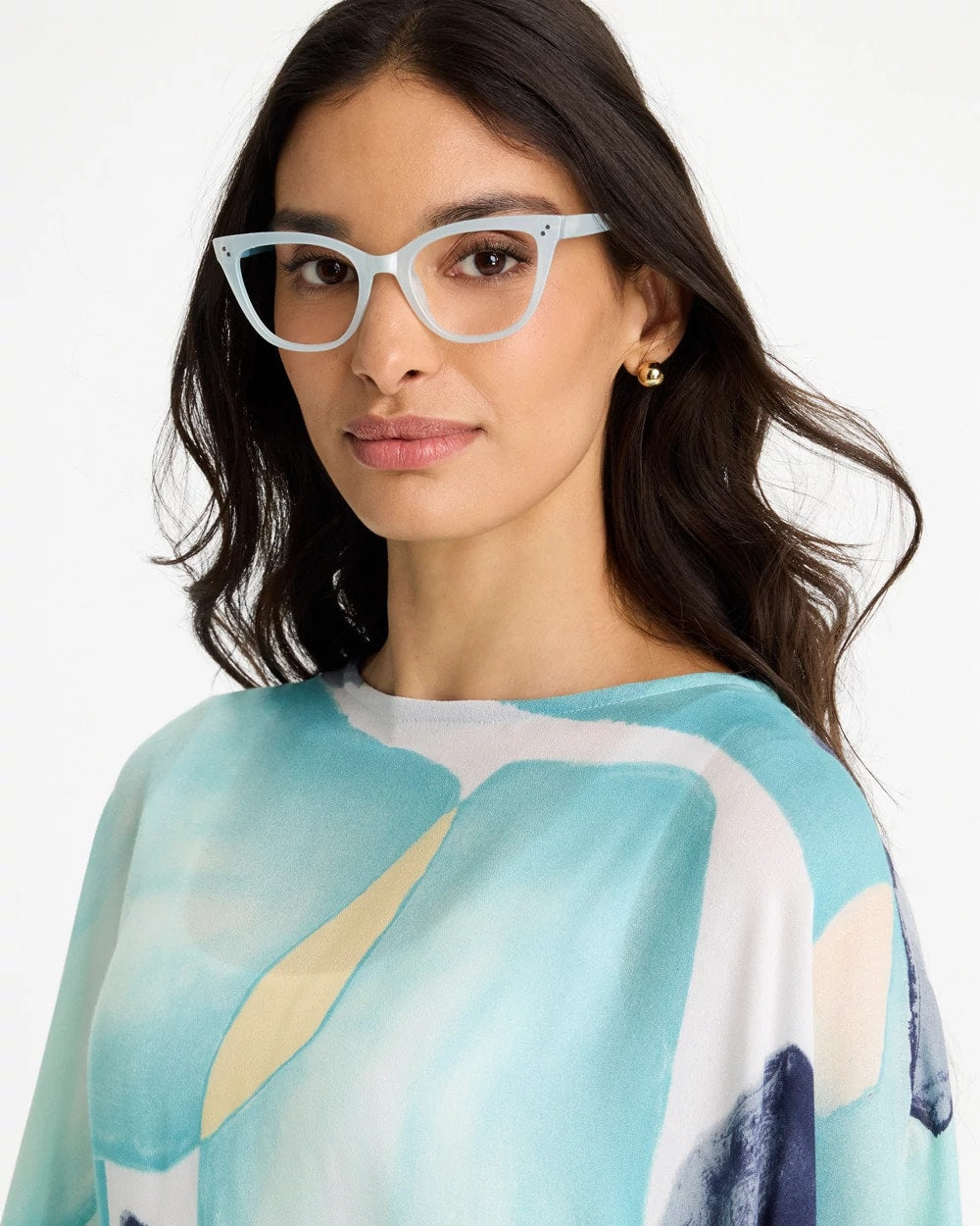 Chico's Online Light Blue Pearlescent Cat Eye Readers