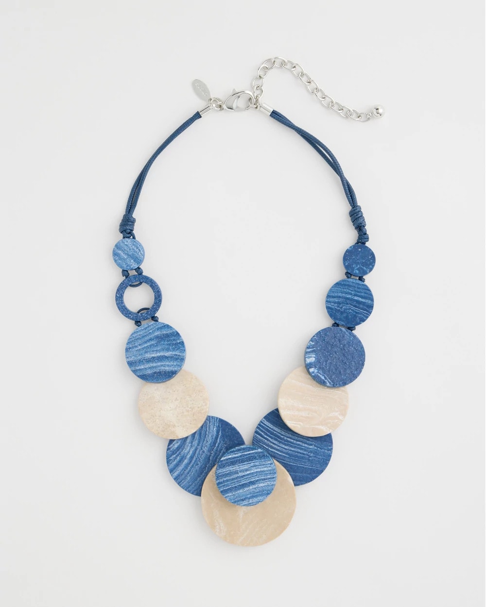 Chico's Discount Blue Multi Chico's Originals Blue Neutral Wood Bib Necklace