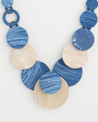 Chico's Discount Blue Multi Chico's Originals Blue Neutral Wood Bib Necklace
