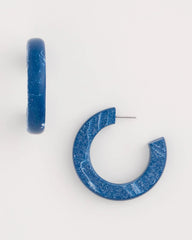 Chico's Sale Blue Multi Blue-Neutral Wood Hoop Earrings