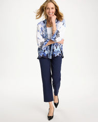 Chico's Outlet Alabaster Woven Faux Silk Printed Kimono