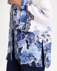 Chico's Outlet Alabaster Woven Faux Silk Printed Kimono