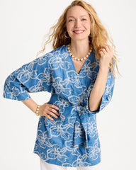 Chico's On Sale Denim Woven Embroidered Belted Kimono