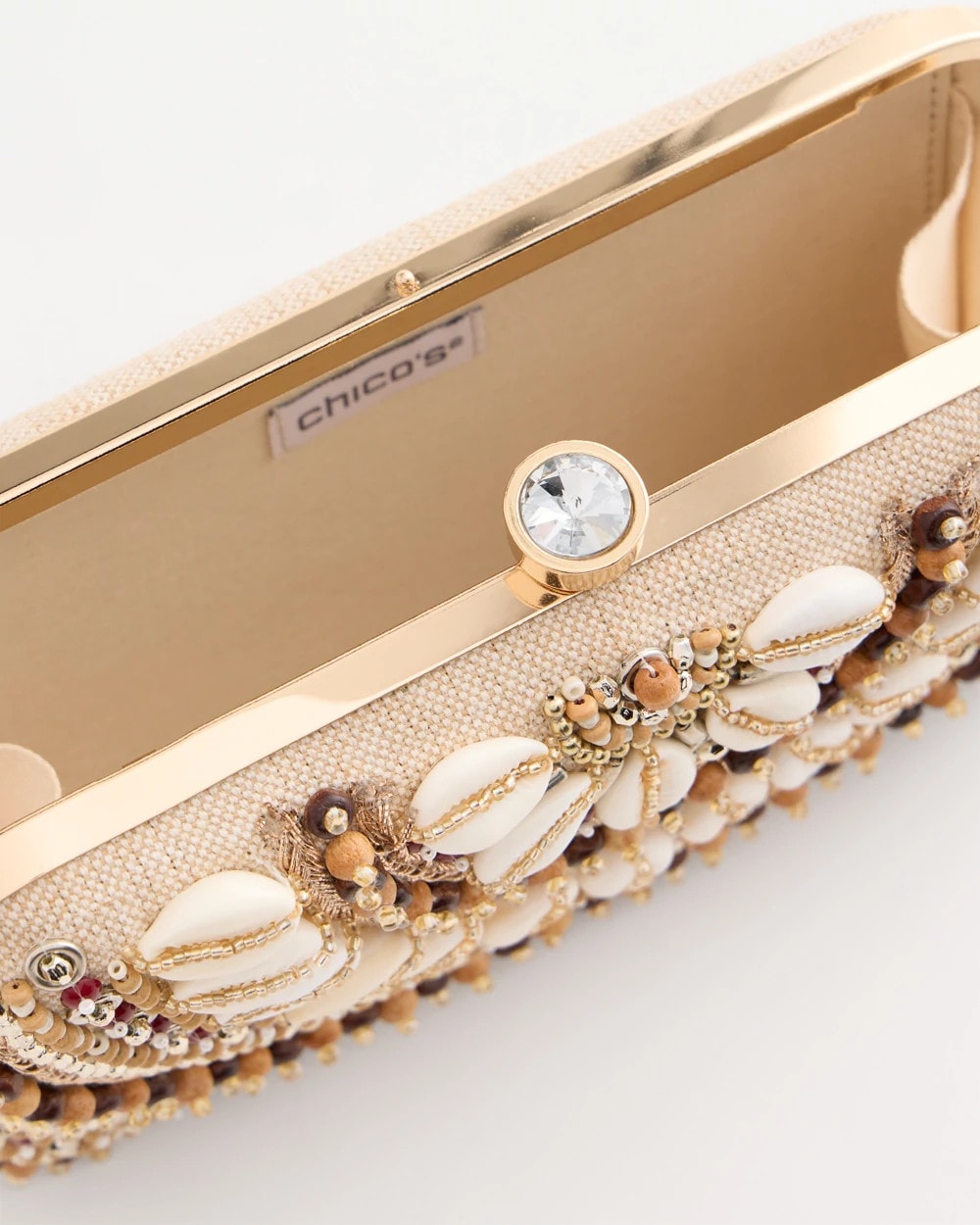 Chico's On Sale Natural Shell Embellished Clutch