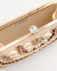 Chico's On Sale Natural Shell Embellished Clutch