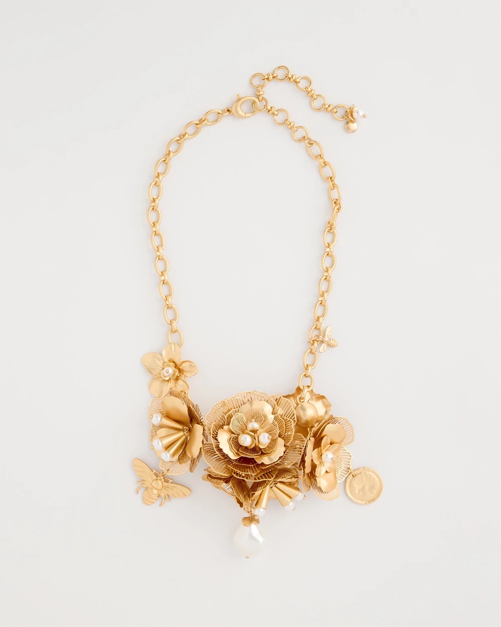Chico's Online Gold Chico’s Originals Filigree Flower Bib Necklace