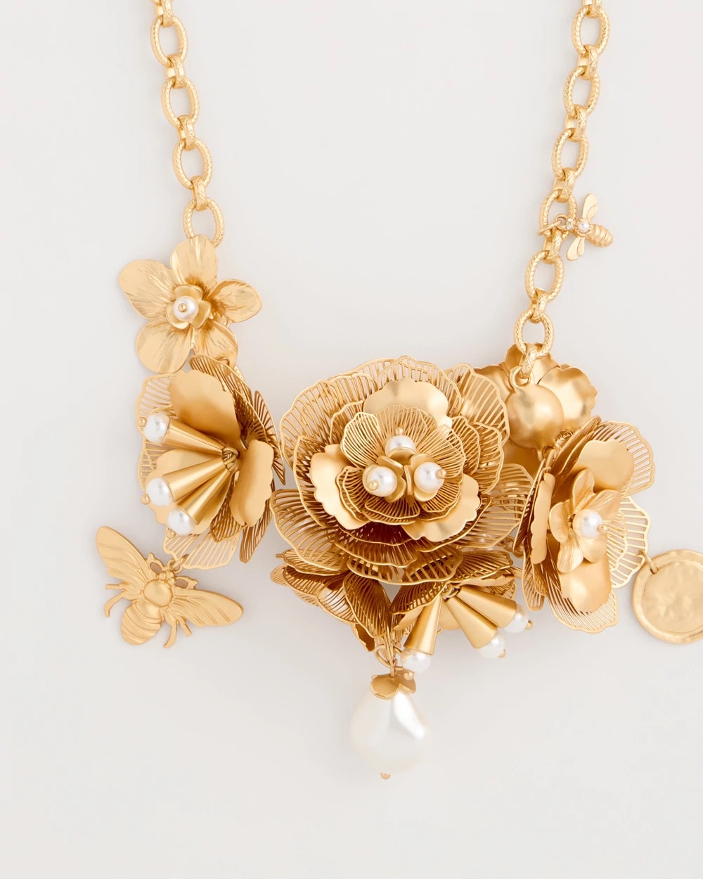 Chico's Online Gold Chico’s Originals Filigree Flower Bib Necklace