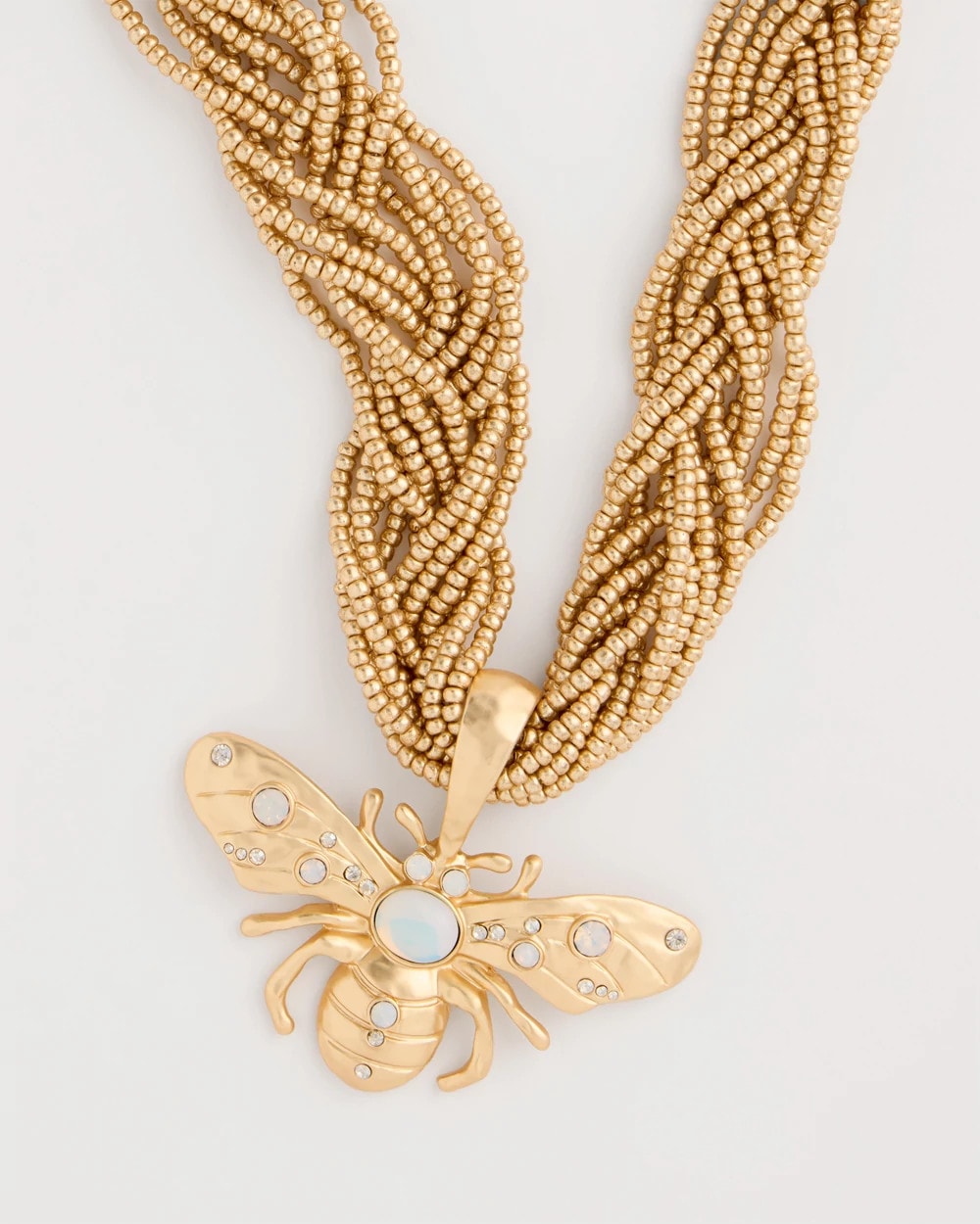 Chico's Sale Neutral Beaded Bee Pendant Necklace