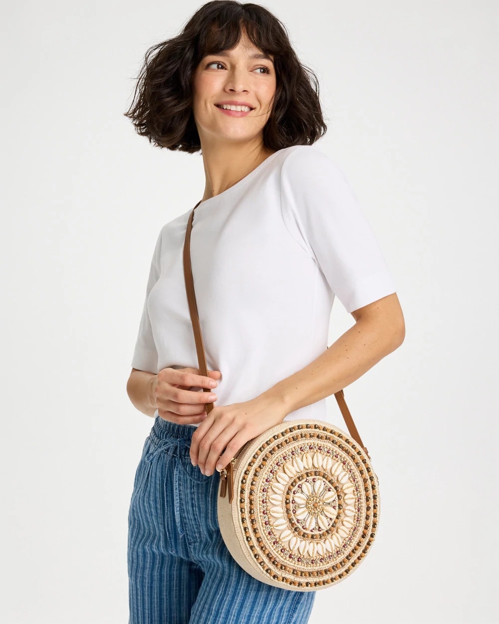 Chico's Outlet Neutral Seashell-Inspired Crossbody Bag