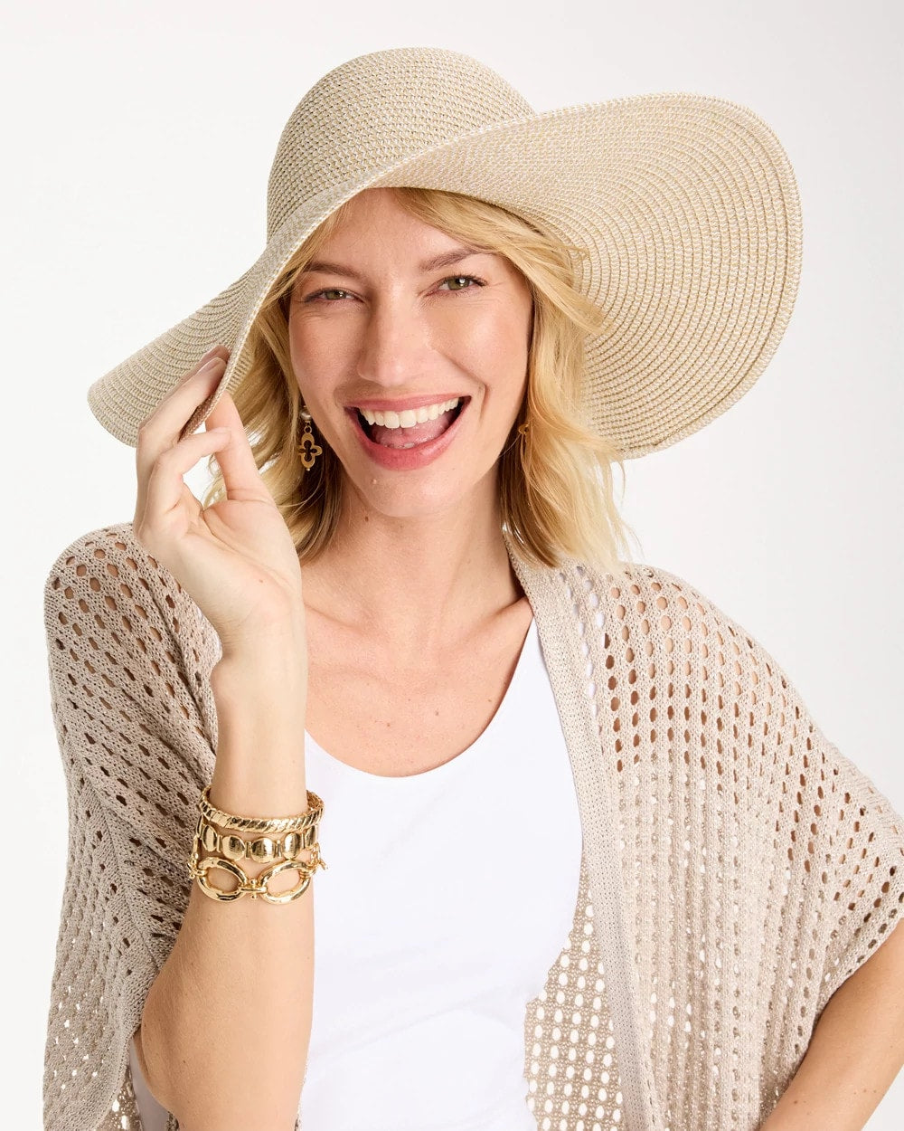 Chico's Online Neutral Metallic Straw Sun Hat