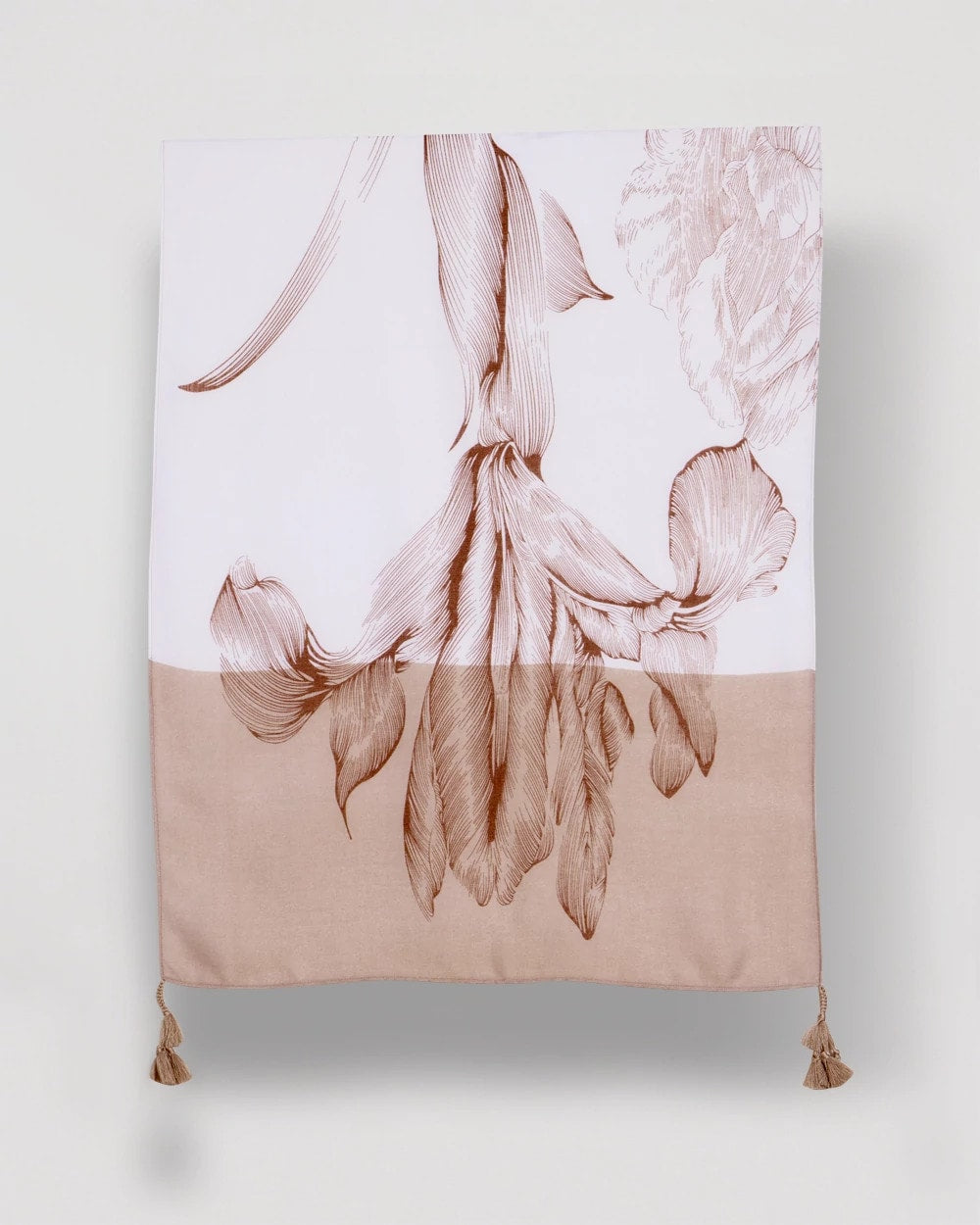 Chico's Outlet Neutral Neutral Floral Tassel Oblong Scarf