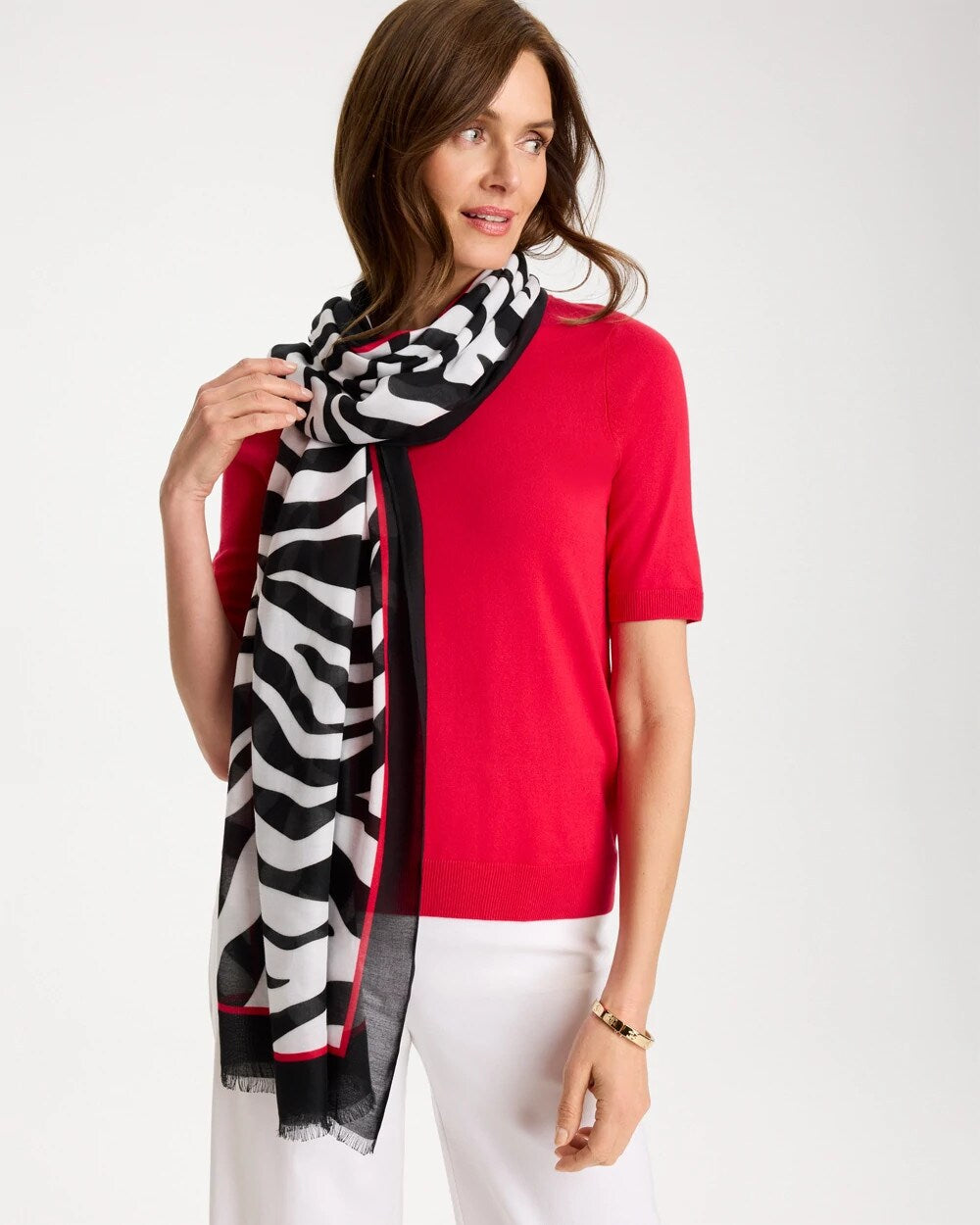 Chico's On Sale Black Animal Print Oblong Scarf