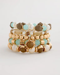 Chico's Online Aqua Aqua Stretch Set of Five Beaded Bracelets