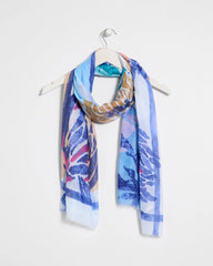 Chico's Outlet Blue Coral Motif Oblong Scarf