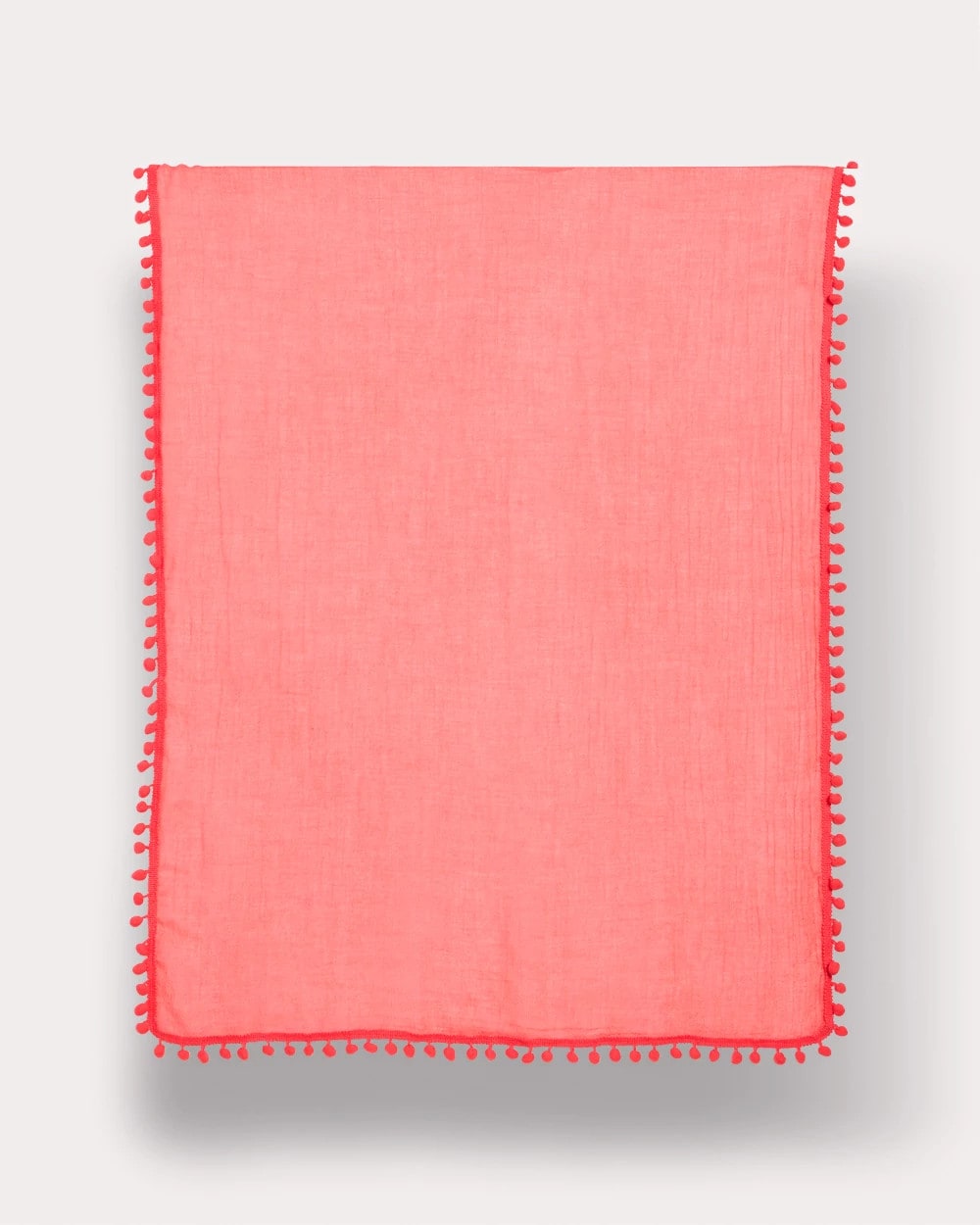 Chico's On Sale Calypso Coral Pom Pom Oblong Scarf