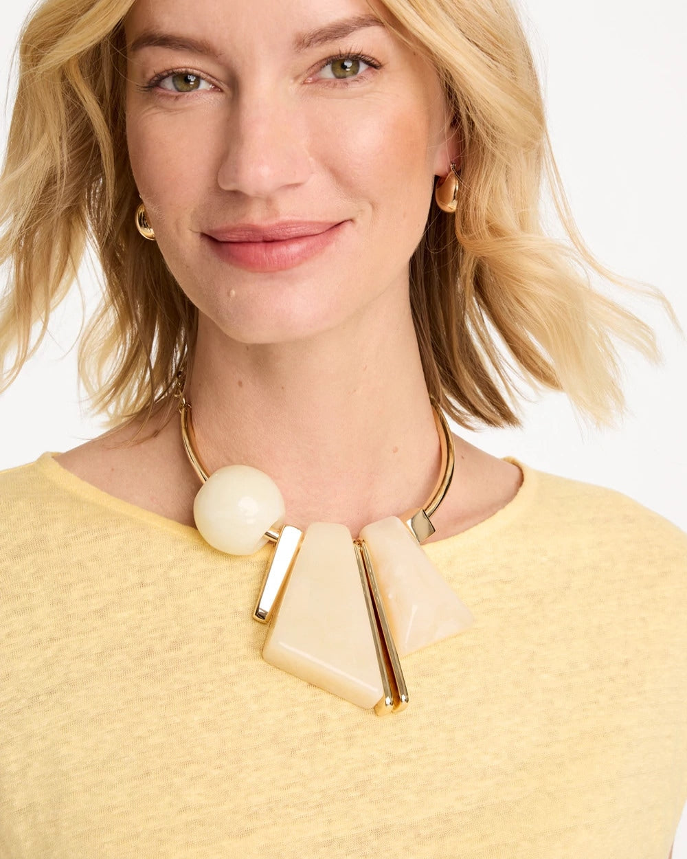 Chico's Online Neutral Faux Horn Geo Bib Necklace