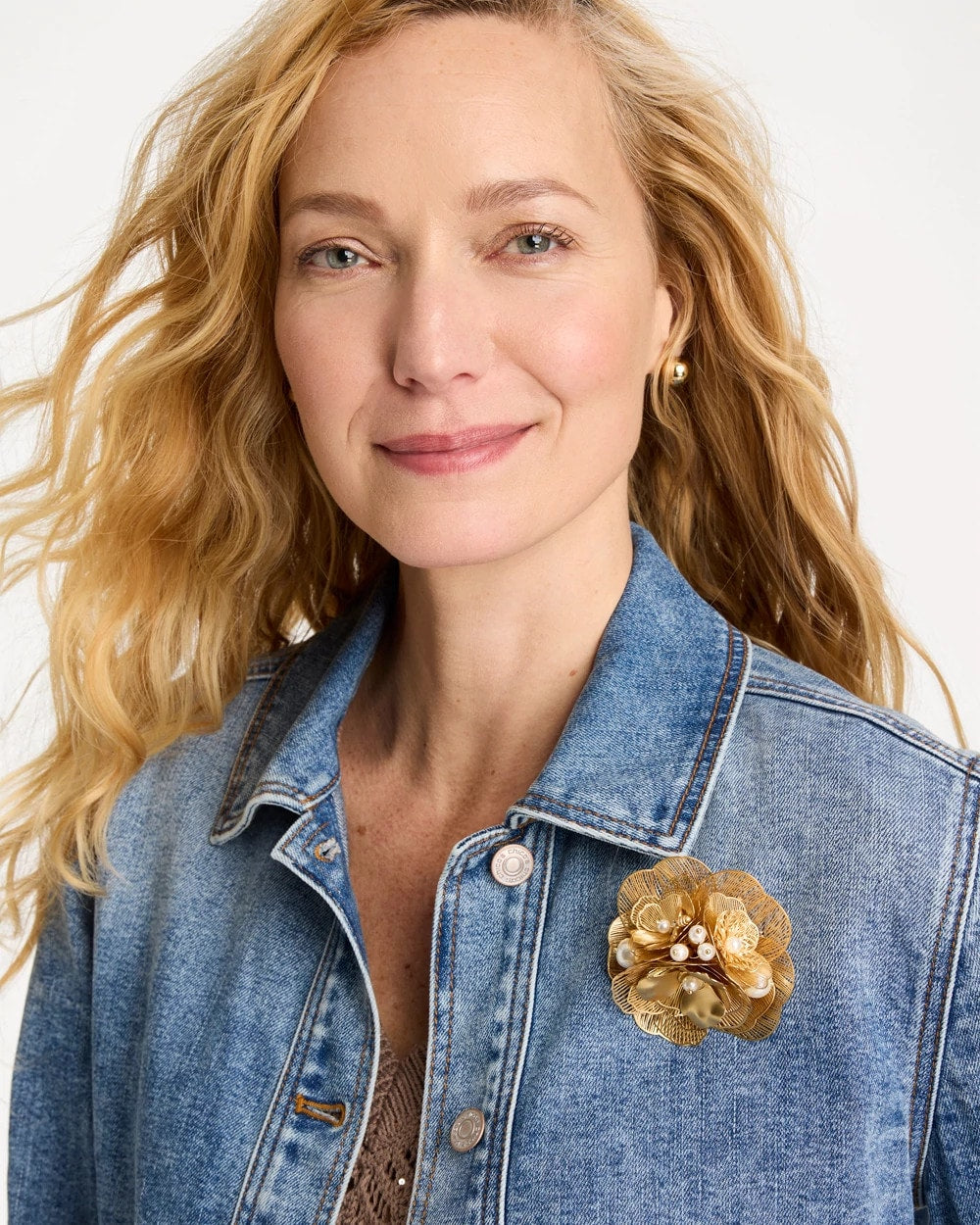 Chico's Outlet Gold Filigree Flower Brooch