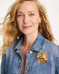 Chico's Outlet Gold Filigree Flower Brooch