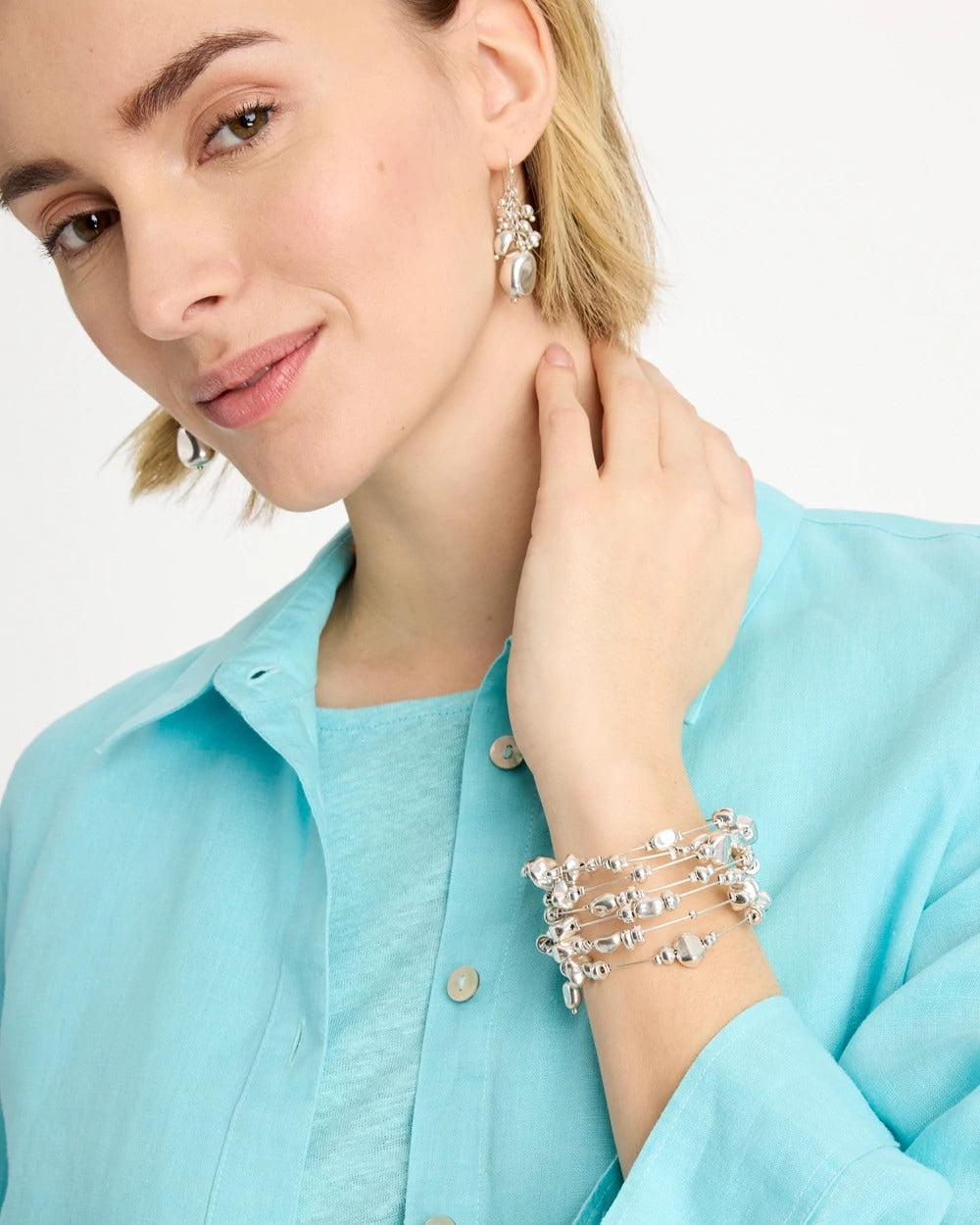 Chico's Sale Silver Silvertone Coil Bracelet