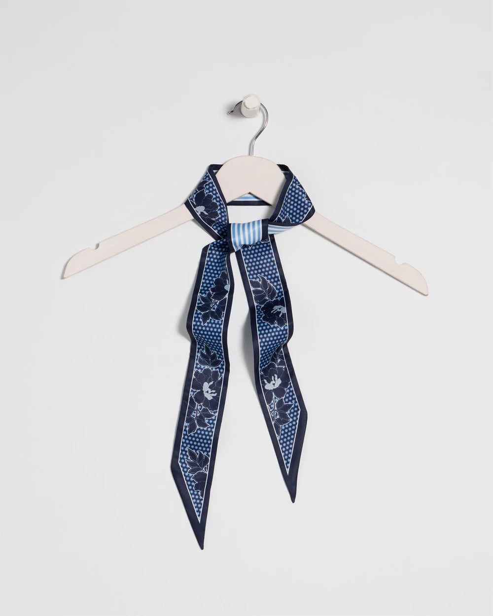 Chico's Outlet Passport Blue Ikebana Printed Skinny Scarf