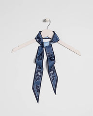 Chico's Outlet Passport Blue Ikebana Printed Skinny Scarf