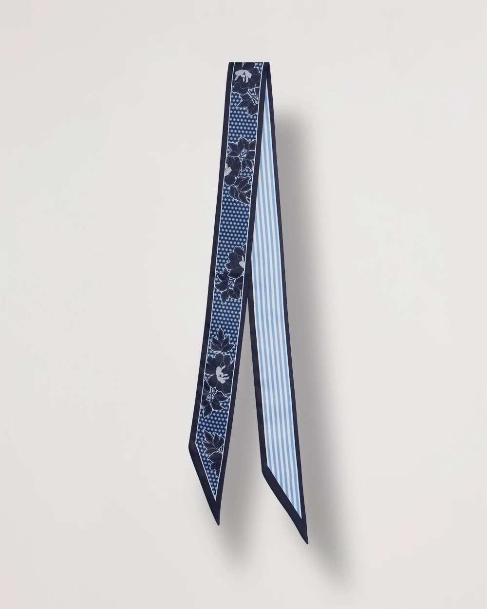 Chico's Outlet Passport Blue Ikebana Printed Skinny Scarf