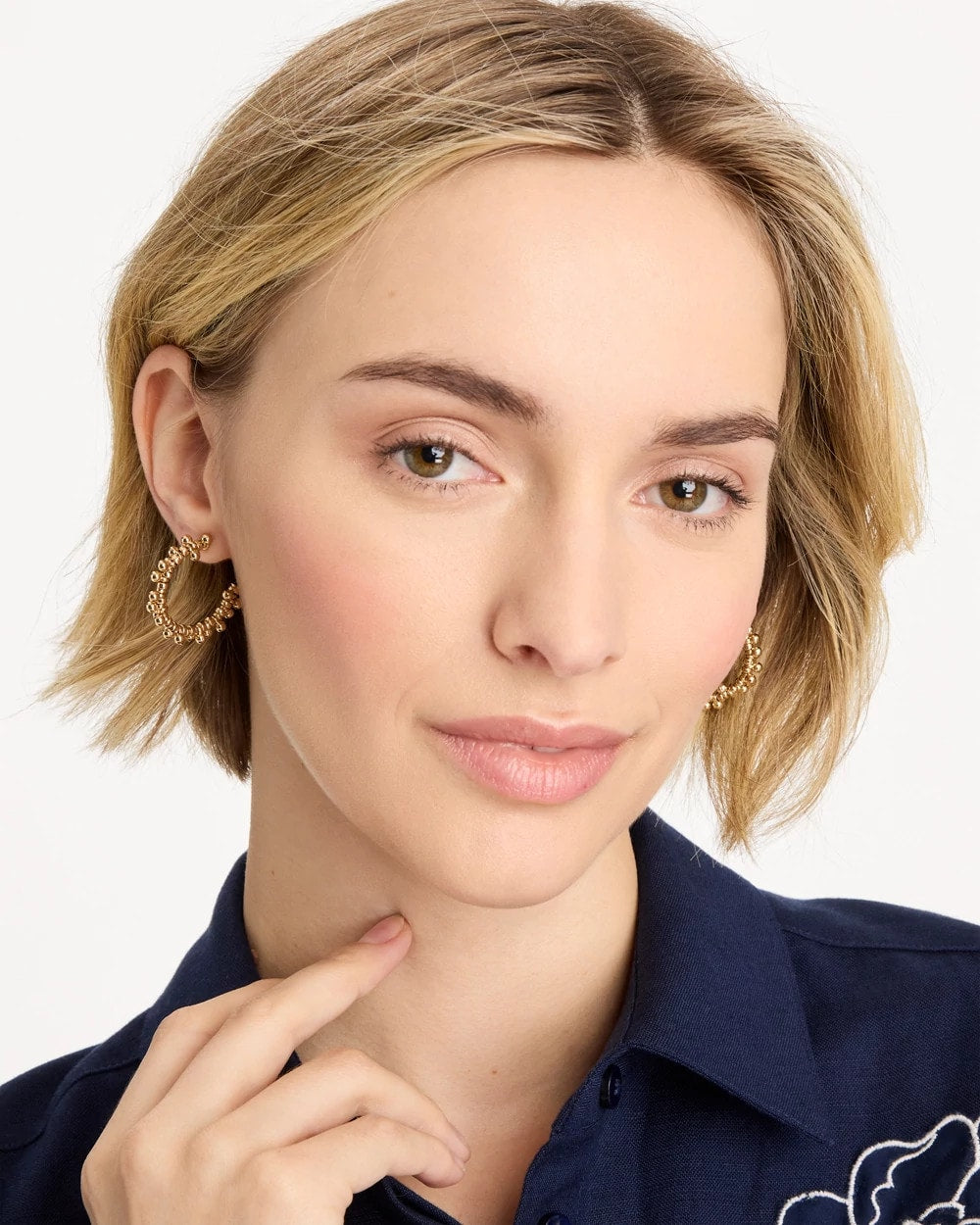 Chico's Online Gold Golden Beaded Hoop Earrings
