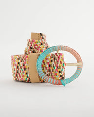 Chico's Online Multi Raffia Wrapped Multi-Color Stretch Belt