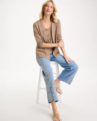 Chico's Online Topaz Smoke Linen Open Front Cardigan