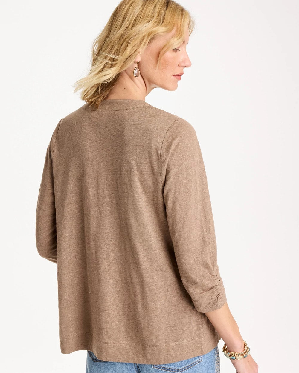 Chico's Online Topaz Smoke Linen Open Front Cardigan