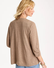 Chico's Online Topaz Smoke Linen Open Front Cardigan