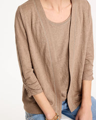 Chico's Online Topaz Smoke Linen Open Front Cardigan
