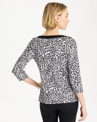 Chico's Outlet Black Fauna Pima 3/4 Sleeve Tee