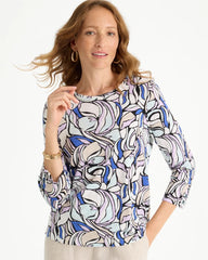 Chico's On Sale Black Floral Cotton Slub Tee