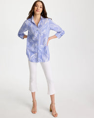 Chico's For Sale Blue Orchid No Iron™ Printed Linen Tunic