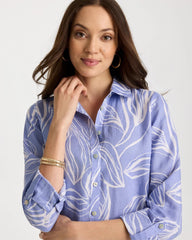 Chico's For Sale Blue Orchid No Iron™ Printed Linen Tunic