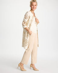 Chico's Online Ecru Long Faux Leather Kimono