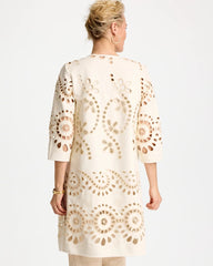 Chico's Online Ecru Long Faux Leather Kimono