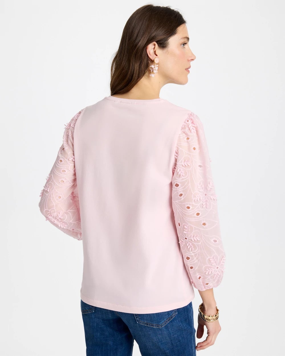 Chico's Online Sweet Blossom Floral Eyelet Sleeve Tee