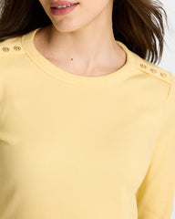 Chico's Discount Golden Haze Ribbed Button Crewneck Tee