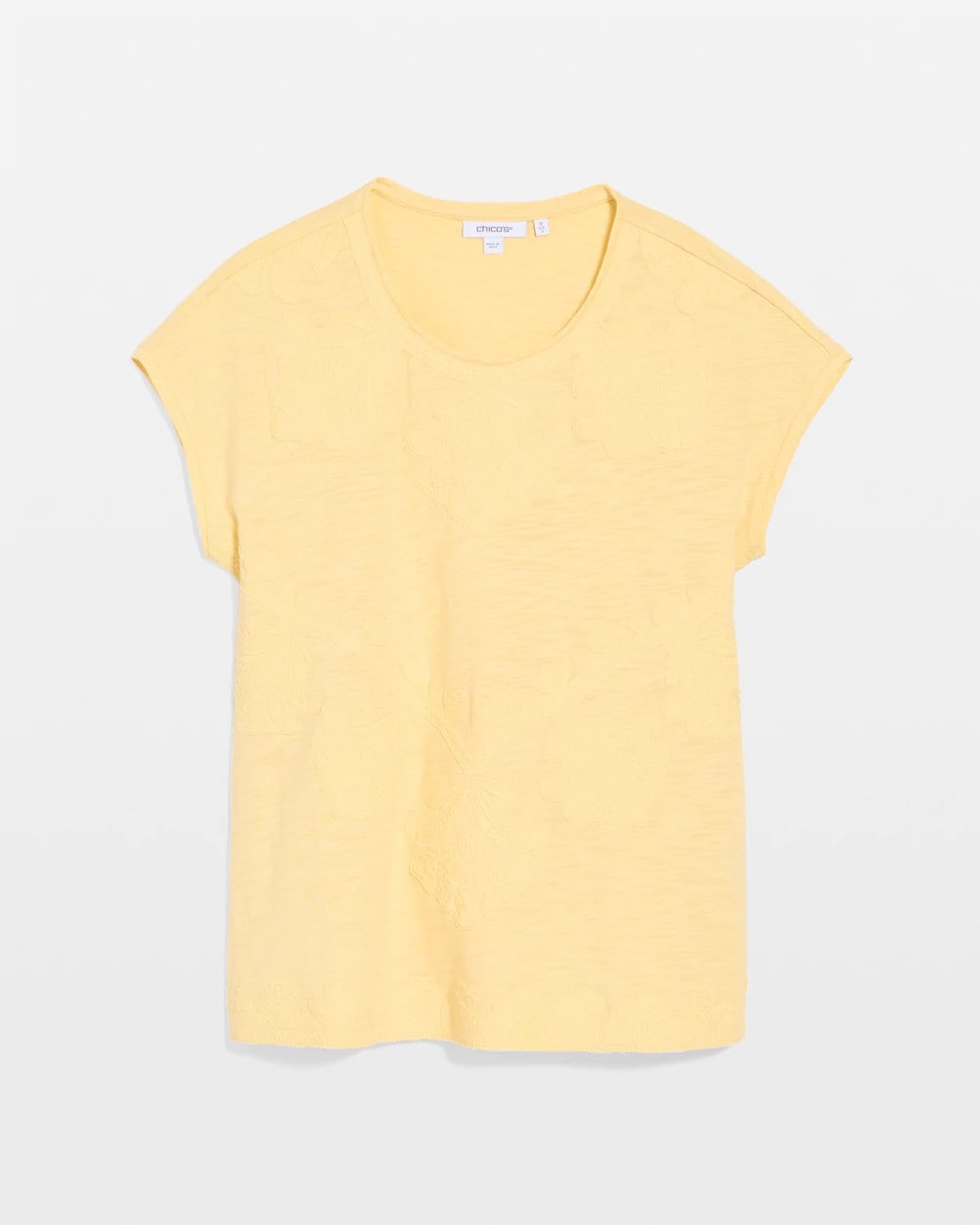 Chico's Outlet Golden Haze Monochrome Embroidered Cap-Sleeve Tee