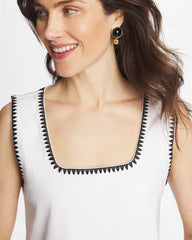 Chico's Online Alabaster Blanket Stitch Contour Cotton™ Square Neck Tank