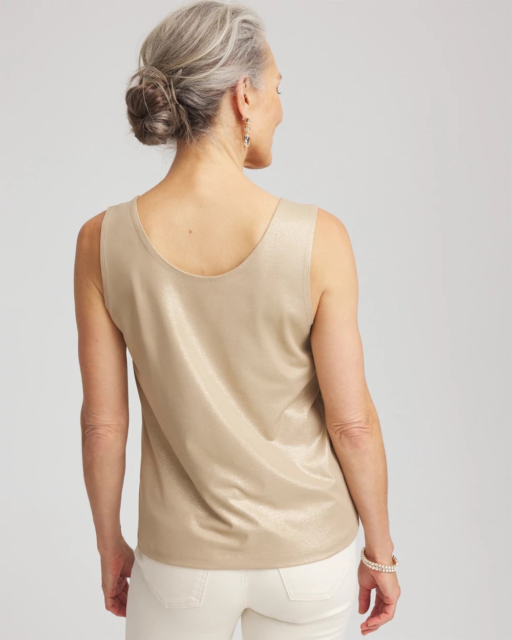 Chico's Outlet Champagne Foiled Microfiber Tank